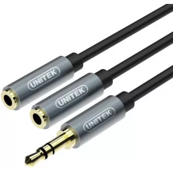 UNITEK Y-C956ABK 3,5mm mini jack utikač na 2x 3,5mm jack utičnica audio razdjelnik adapter kabel - crni
