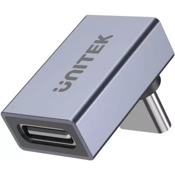 UNITEK USB-C na USB-C adapter pod kutom od 90 stupnjeva 40Gbps 240W sivi