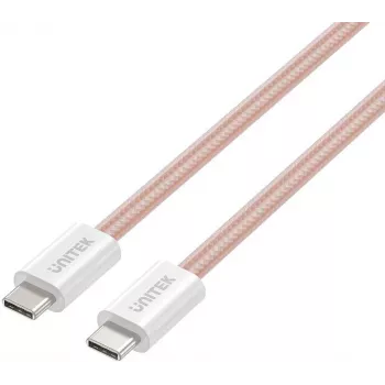UNITEK magnetski pleteni USB-C na USB-C kabel 100W PD ružičasti 1m