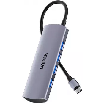 UNITEK 4-portni USB-C hub 10 Gbps, 4x USB-A, Space Gray