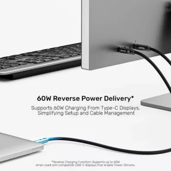 UNITEK USB-C aktivni optički kabel 5m - 10Gbps, PD 60W, 8K@30Hz, crni