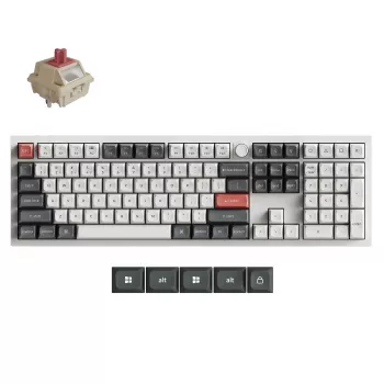 Keychron Q6U-P1 100% Full-Size mehanička gaming tipkovnica, Gateron G Pro 3.0 Milk POM Red Switch, Hot-Swap, 8K Polling Rate, RGB, QMK/VIA, CNC aluminijsko kućište, Double-Shot PBT tipke, USB-C žična