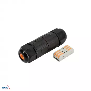 BEMKO IP68 3-polni konektor za kabel, brzi spoj, crni