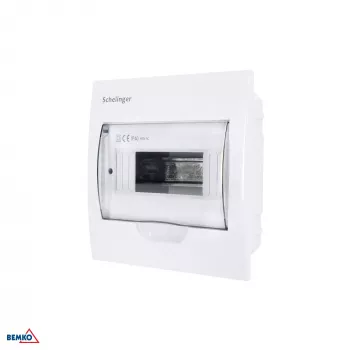 SCHELINGER A80-RDP-IP40-NPE-08P podžbukni razvodnik IP40, 8 modula, 1 red, 8N+8PE stezaljke, prozirna vrata, bijeli