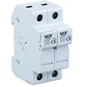 VCX CF PV32 2P 2-polno podnožje osigurača 32A 1000V DC za osigurač 10x38mm, montaža na DIN tračnicu, vijčani priključak, fotonaponski