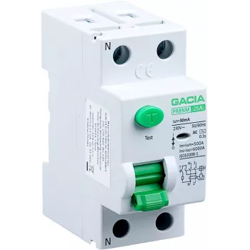 GACIA PR8NM 2P 25A 30mA AC RCCB zaštitni prekidač struje kvara 6kA 2 modula