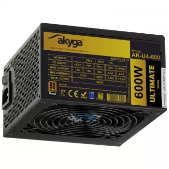 Akyga Ultimate AK-U4-600 ATX napajanje 600 W, 80 PLUS Bronze, aktivni PFC, ventilator 120 mm