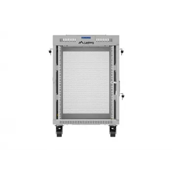 Lanberg FF01-6615-23SL samostojeći 19 inch ormar 15U 600x600, sivi s perforiranim vratima, LCD, Flat Pack