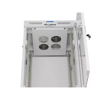 LANBERG 19 inch 22U samostojeći ormar 600x600 mm, sivi s vratima od kaljenog stakla, LCD zaslon (Flat Pack)