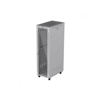 LANBERG 19 inch 42U samostojeći ormar 600x1000 mm, sivi s vratima od kaljenog stakla, LCD zaslon, Flat Pack