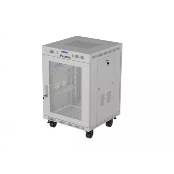 Lanberg 19 inch 15U 600x800 sivi samostojeći ormar s perforiranim vratima i LCD-om (Flat Pack)