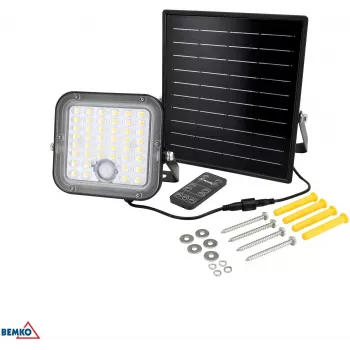 BEMKO SOLPAR solarno LED reflektorsko svjetlo 10W 1500lm 3000/4000K IP65 crno s PIR senzorom