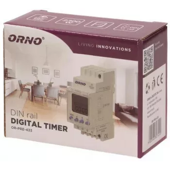 ORNO OR-PRE-433 elektronički tjedni timer, DIN tračnica, 16A/3680W, 16 programa, 230V