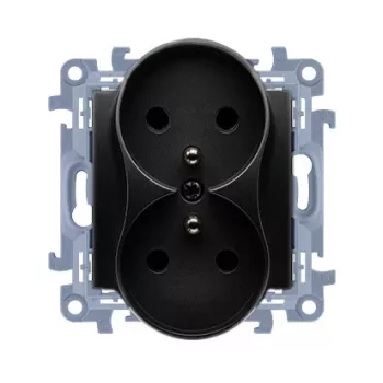 KONTAKT SIMON 10 modul 2x utičnica tip F mat crni vijčane stezaljke 16A 250V