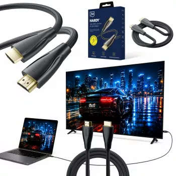 3MK PROTECTION Hardy HDMI 2.1 Ultra High Speed kabel 1,5m 48Gbps 8K60Hz 4K120Hz eARC VRR ALLM crni