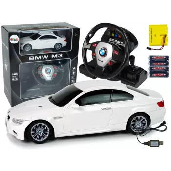 LEAN TOYS daljinski upravljani BMW M3 bijeli 2.4G upravljač pilot 1:18 zvuk svjetla