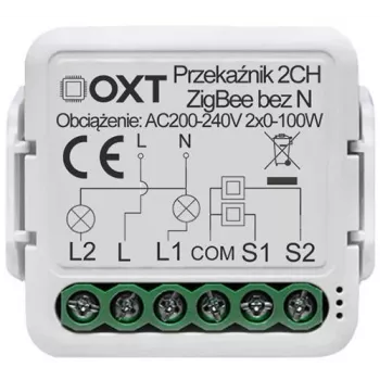 OXT mini relejni modul 2 kanala bez nultog vodiča ZigBee TUYA T272