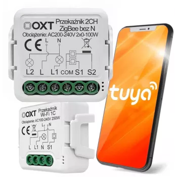 OXT mini relejni modul 2 kanala bez nultog vodiča ZigBee TUYA T272