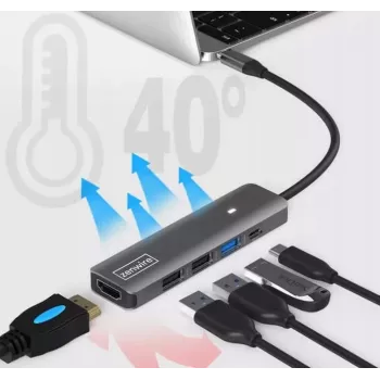ZENWIRE BS-HC703 USB-C 7-u-1 hub adapter s HDMI 4K, USB 3.0, SD, PD