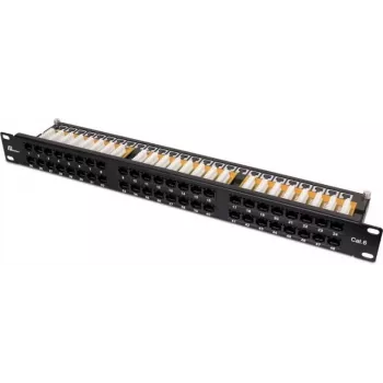 Patch panel UTP Cat.6 48 portova 2U 19 inch rackmount crni GETFORT PGF-6UTP48-B9