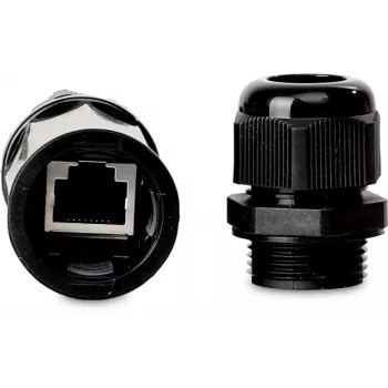 GETFORT Cat.5e RJ45 spojnica, utičnica-utičnica, vanjska, IP67, oklopljena, crna