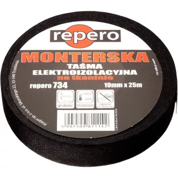 REPERO 734 tekstilna elektroizolacijska traka, pamuk, crna, 19mm x 25m