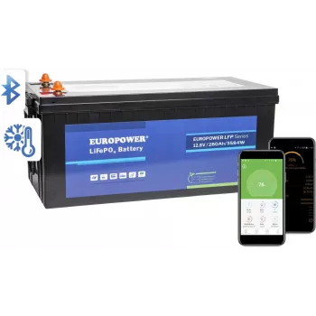 EUROPOWER LFP 12.8V 280Ah LiFePO4 baterija s Bluetoothom i grijaćom podlogom