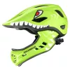 ROCKBROS TT-32004 Shark Kids Bicycle Helmet with Detachable Chin Guard, Size M (54-58 cm), Green