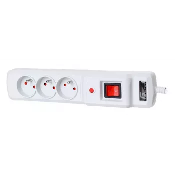 Getfort GF-3A-3M-G produžni kabel sa zaštitom od prenapona 3 utičnice 3m sivi