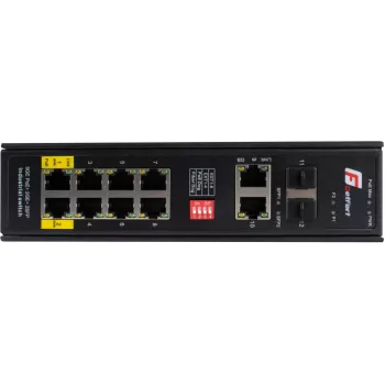 GETFORT GF-110-8PG-2G-2S industrijski PoE+ preklopnik, 8x PoE+ Gigabit + 2x Gigabit + 2x SFP, -40°C do 80°C