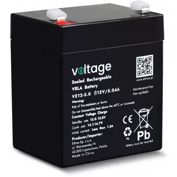 Voltage AGM baterija 12V 5Ah VE12-5.0 (životni vijek 6-9 godina)