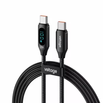 USB-C na USB-C kabel Voltage PowerDisplay 100W PD 1m crni