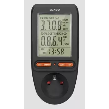 ORNO OR-WAT-435/B mjerač potrošnje energije i struje, 230V, 16A, LCD zaslon, crni
