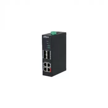 Dahua HS4408-4ET-96 industrijski neupravljani PoE preklopnik, 8 portova, 4x Hi-PoE 60W, 4x PoE+ 30W, 96W budget, 2x Gigabit Uplink, 2x SFP, DIN-Rail