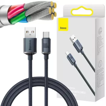 Baseus Crystal Shine USB-A na USB-C kabel 1,2m 100W 6A QC 3.0 pleteni najlon crni