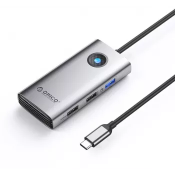 ORICO PW11-5P-GY-EP USB-C hub 5-u-1, 1x USB-A 3.0 5Gbps, 2x USB-A 2.0, HDMI 4K@30Hz, PD 60W, sivi