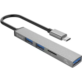ORICO AH-12F-GY-BP USB-C hub s 3x USB-A priključka i čitačem microSD kartica, aluminij, Space Gray