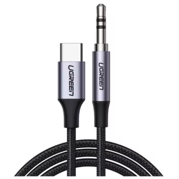 UGREEN AUX stereo audio kabel 3,5 mm mini jack na USB Type-C 1m crni (CM450 20192)