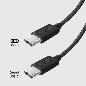 SBS TECABLETISSUETCCK USB-C na USB-C pleteni kabel 1,5 m 60 W PD brzo punjenje i sinkronizacija podataka - crni