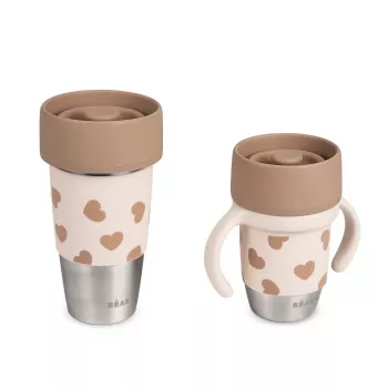 Beaba Mini & Me BigLove set čaša od nehrđajućeg čelika za majku i dijete 360° čaša za vježbanje 2-dijelni