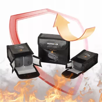 SUNNYLIFE vatrootporna torbica za pohranu baterija za 3x DJI Mavic 4 Pro baterije - crna