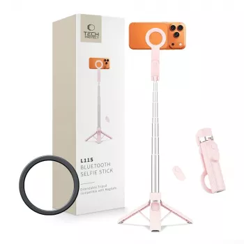 TECH-PROTECT L11S MagSafe Bluetooth selfie stick stativ ružičasti