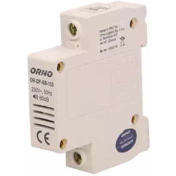 ORNO OR-DP-SB-133 žičani vratni zvono, DIN tračnica 1 modul, 230V AC, 85 dB, bijelo/sivo