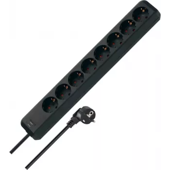 Brennenstuhl Eco-Line produžni kabel s 8 utičnica, crni, H05