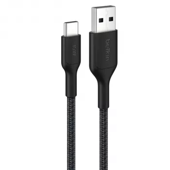 Belkin BOOSTCHARGE pleteni USB-C na USB-A kabel 2m crni