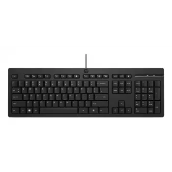 HP 125 G2 žična USB tipkovnica, njemački raspored (QWERTZ), puni format, membranska, otporna na prskanje, crna - Bulk