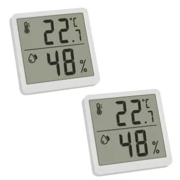 TFA 30.5059.02.02 Digital Thermo-Hygrometer Set of 2, White/Silver