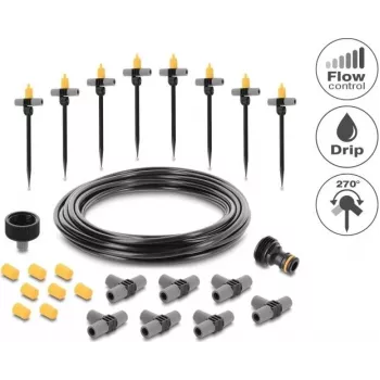 Delock micro-drip set za posude – kompletan set za navodnjavanje kapanjem za sobne biljke, 10 biljaka, 15 m glavnog crijeva, podesive kapaljke, UV otporan