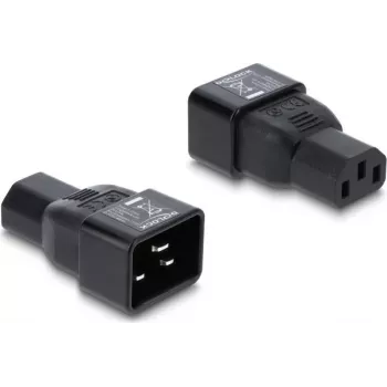 Delock IEC 60320 C20 na C13 mrežni adapter, utikač na utičnicu, 10 A, 250 V, ravni, crni