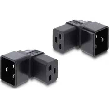 Delock IEC 60320 C20 na C19 mrežni adapter, utikač na utičnicu, 16 A, 90° zakrivljeni, crni